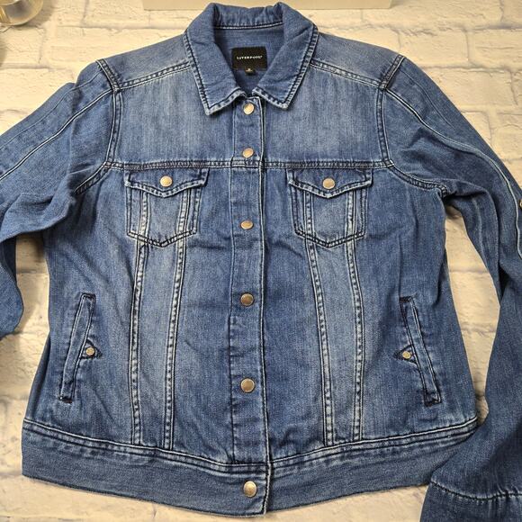 Liverpool Bell Snap Sleeve Beckett Blue Denim Jean Jacket size Medium - Picture 4 of 16